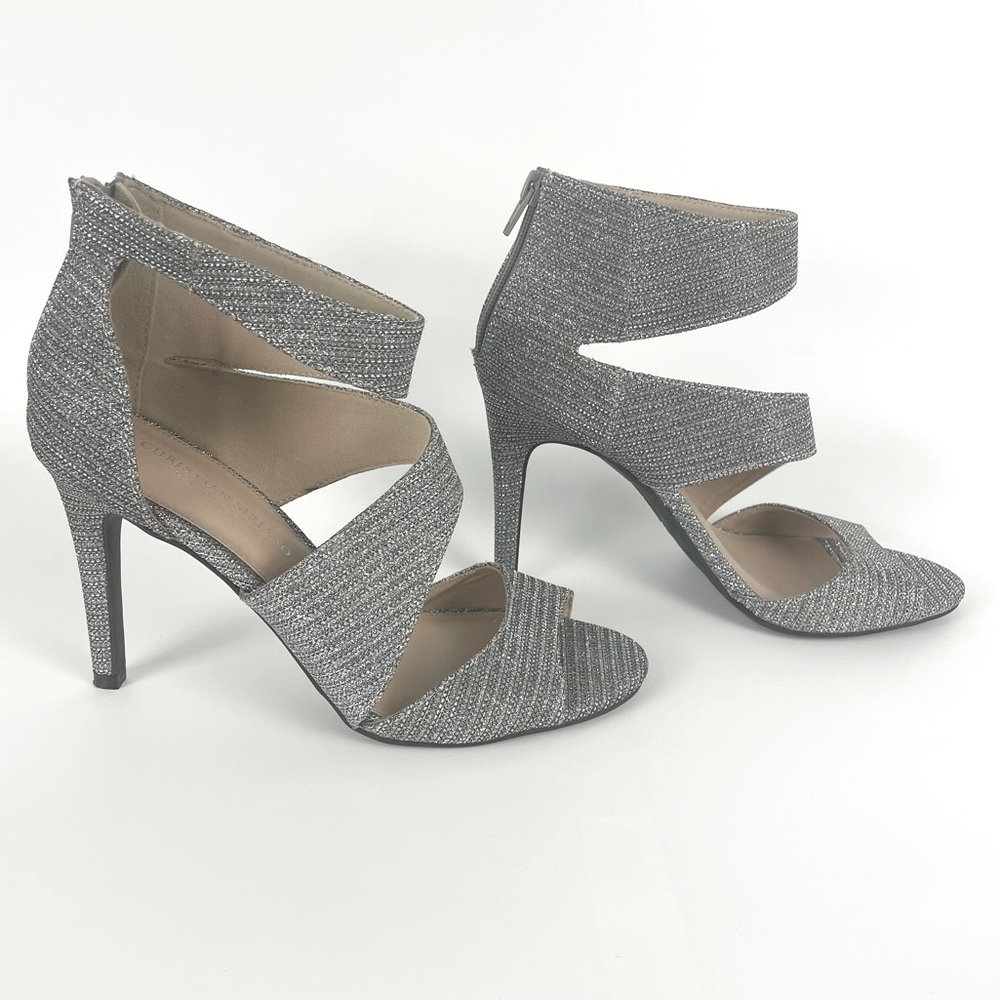 Christian Siriano Special Occasion Heels with Silver Sparkles. Size 8.5